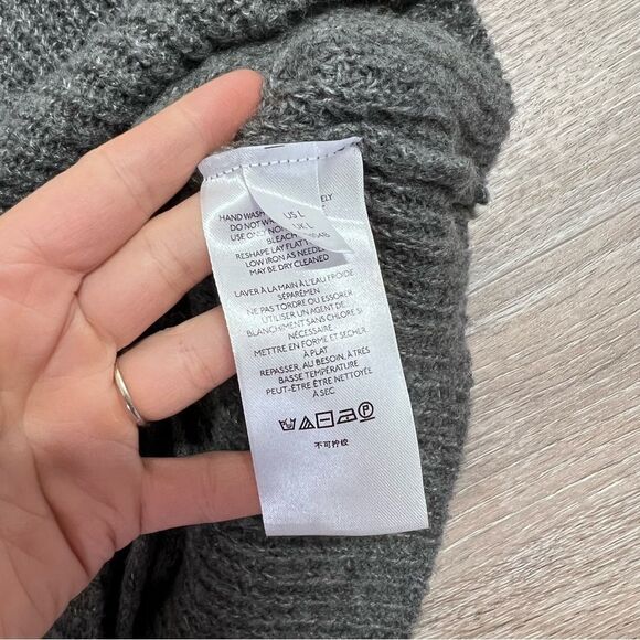 Anthropologie daily practice gray ruffled knit sweater women’s size‎ L - Picture 8 of 8